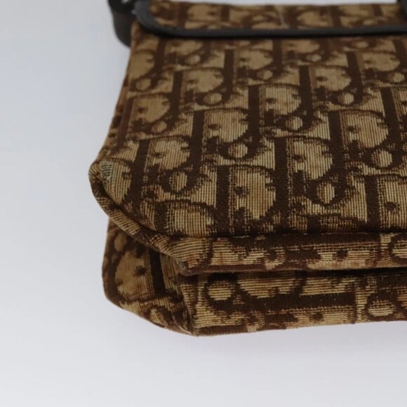 Christian Dior Trotter Canvas Shoulder Bag Brown Gold Auth 118343 - Picture 7 of 16
